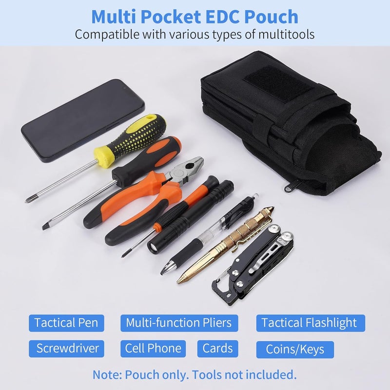 KENOBEE Belt Tool Pouch, Multitool Organizer Electrician Holster Nylon Tactical Pocket Attachment Utility Sheath Bag Tradesman Pro Maintenance Tool Sleeve for EDC Gears Cellphone - Image 4
